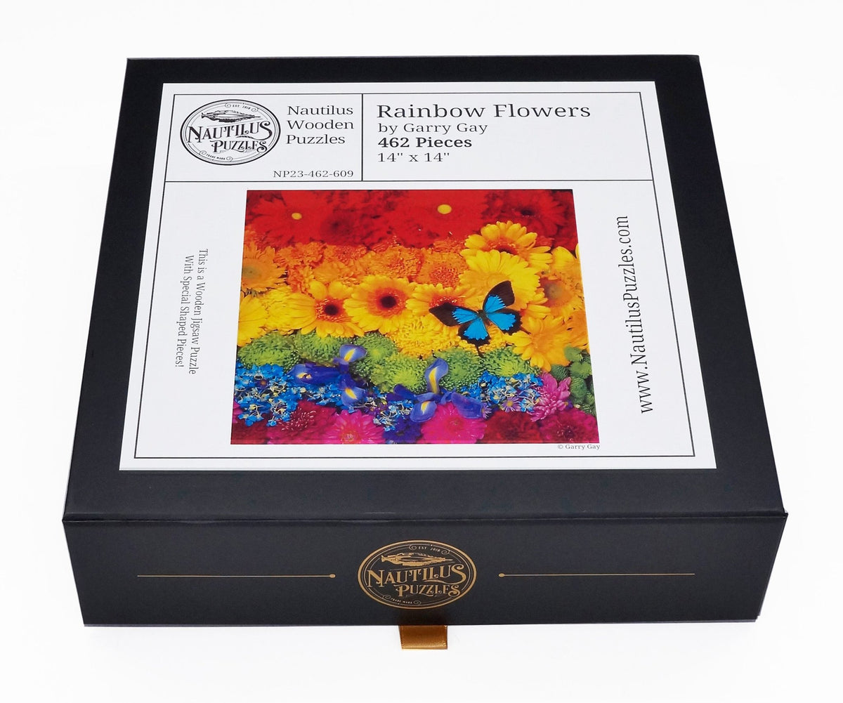 Rainbow Flowers (462 Piece Wooden Jigsaw Puzzle) - Nautilus Puzzles - Wooden Jigsaw Puzzles For Adults