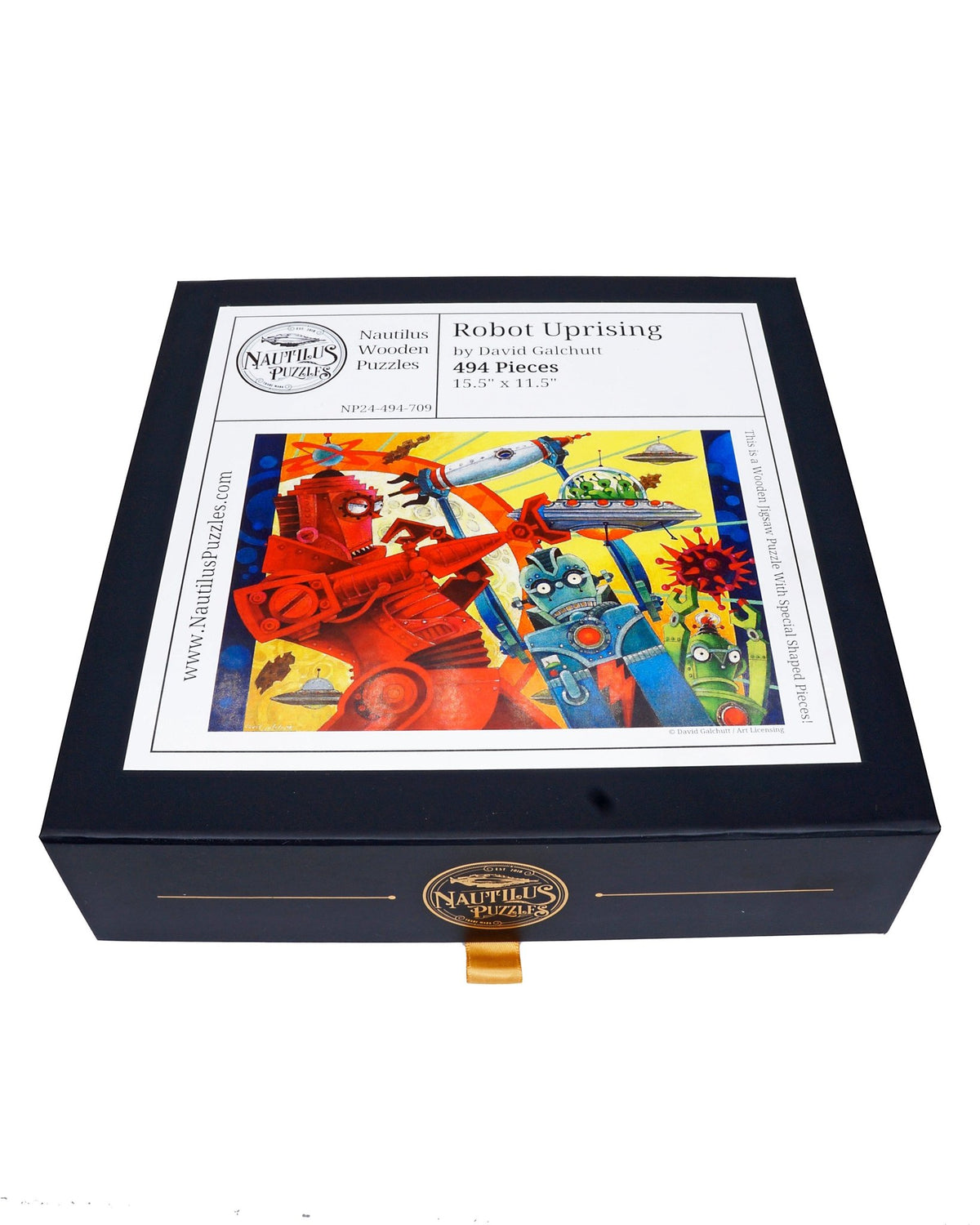 Robot Uprising - 494 Piece Wooden Jigsaw Puzzle - Nautilus Puzzles - Wooden Jigsaw Puzzles For Adults