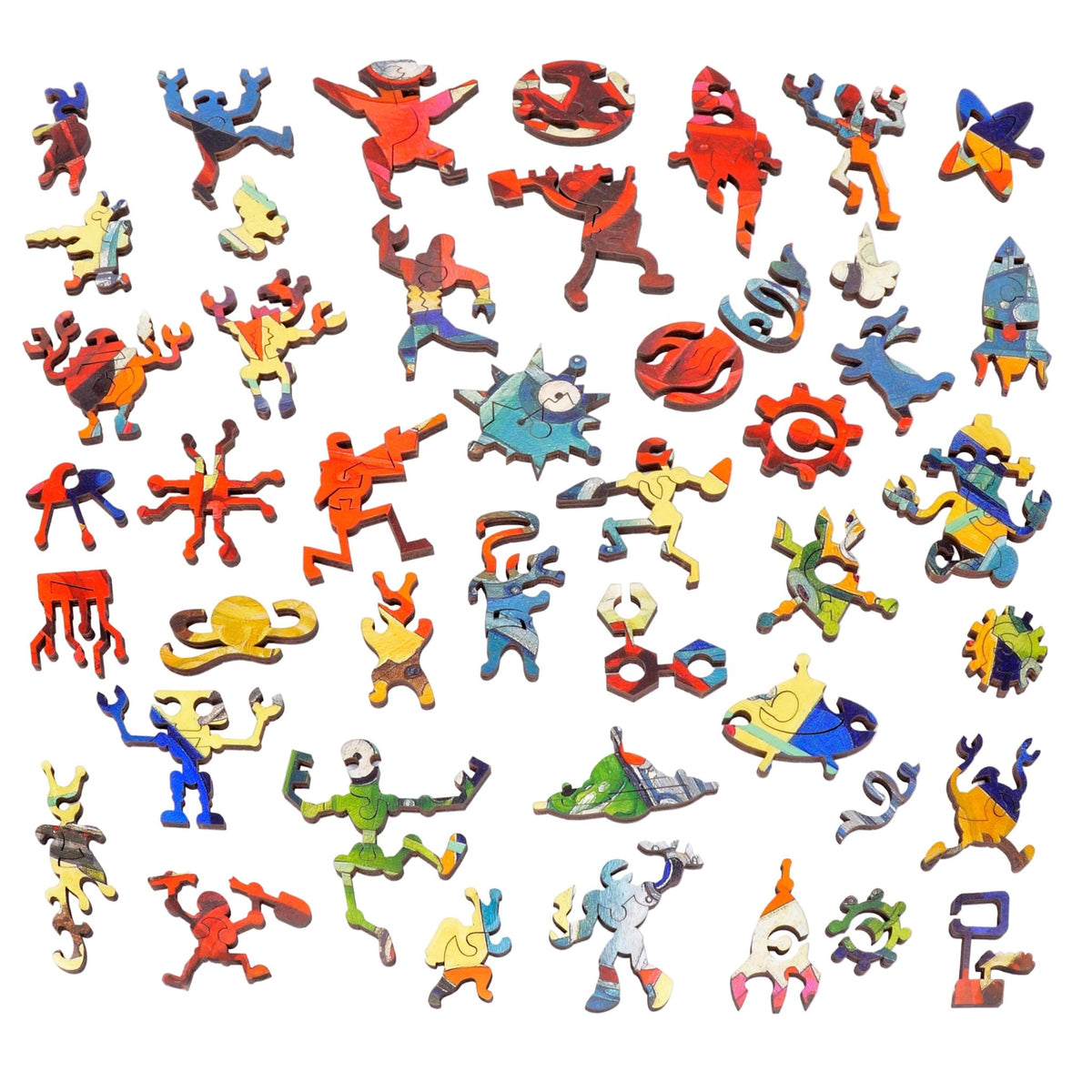 Robot Uprising - 494 Piece Wooden Jigsaw Puzzle - Nautilus Puzzles - Wooden Jigsaw Puzzles For Adults
