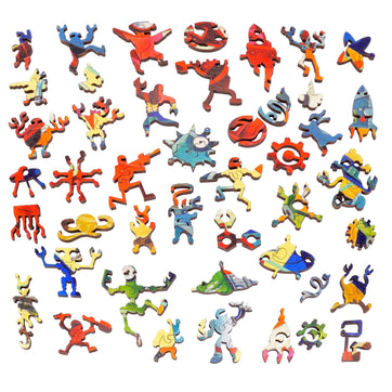 Robot Uprising - 494 Piece Wooden Jigsaw Puzzle - Nautilus Puzzles - Wooden Jigsaw Puzzles For Adults