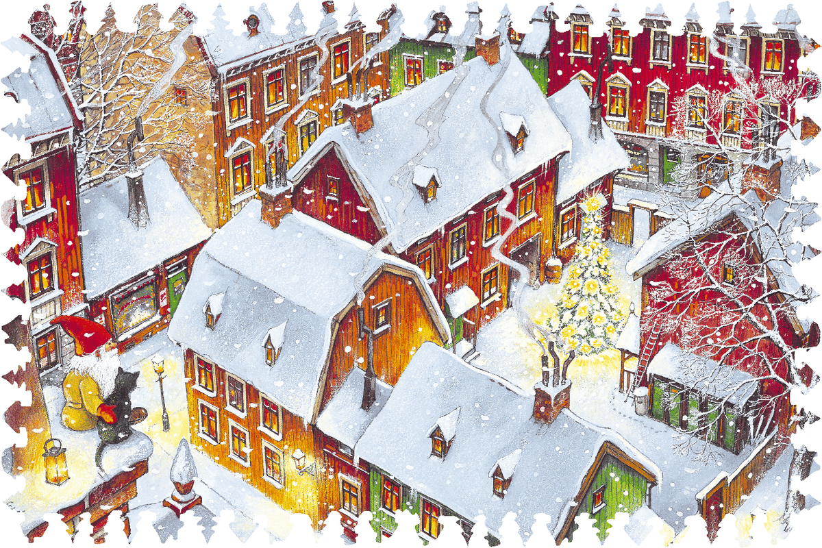 Rooftops (63 Piece Christmas Wooden Jigsaw Puzzle) - Nautilus Puzzles - Wooden Jigsaw Puzzles For Adults