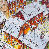 Rooftops (63 Piece Christmas Wooden Jigsaw Puzzle) - Nautilus Puzzles - Wooden Jigsaw Puzzles For Adults