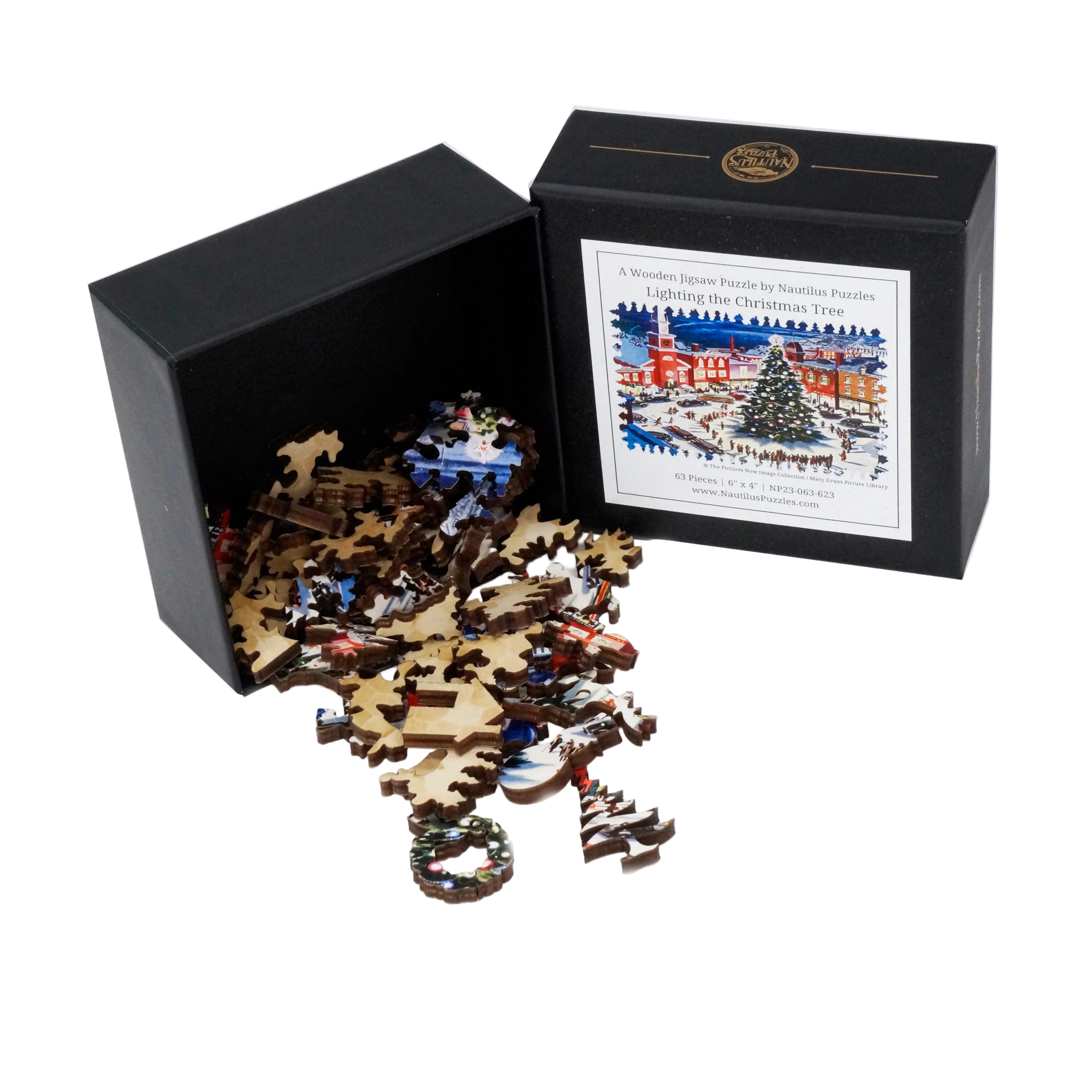Lighting the Christmas Tree (63 Piece Mini Christmas Wooden Jigsaw