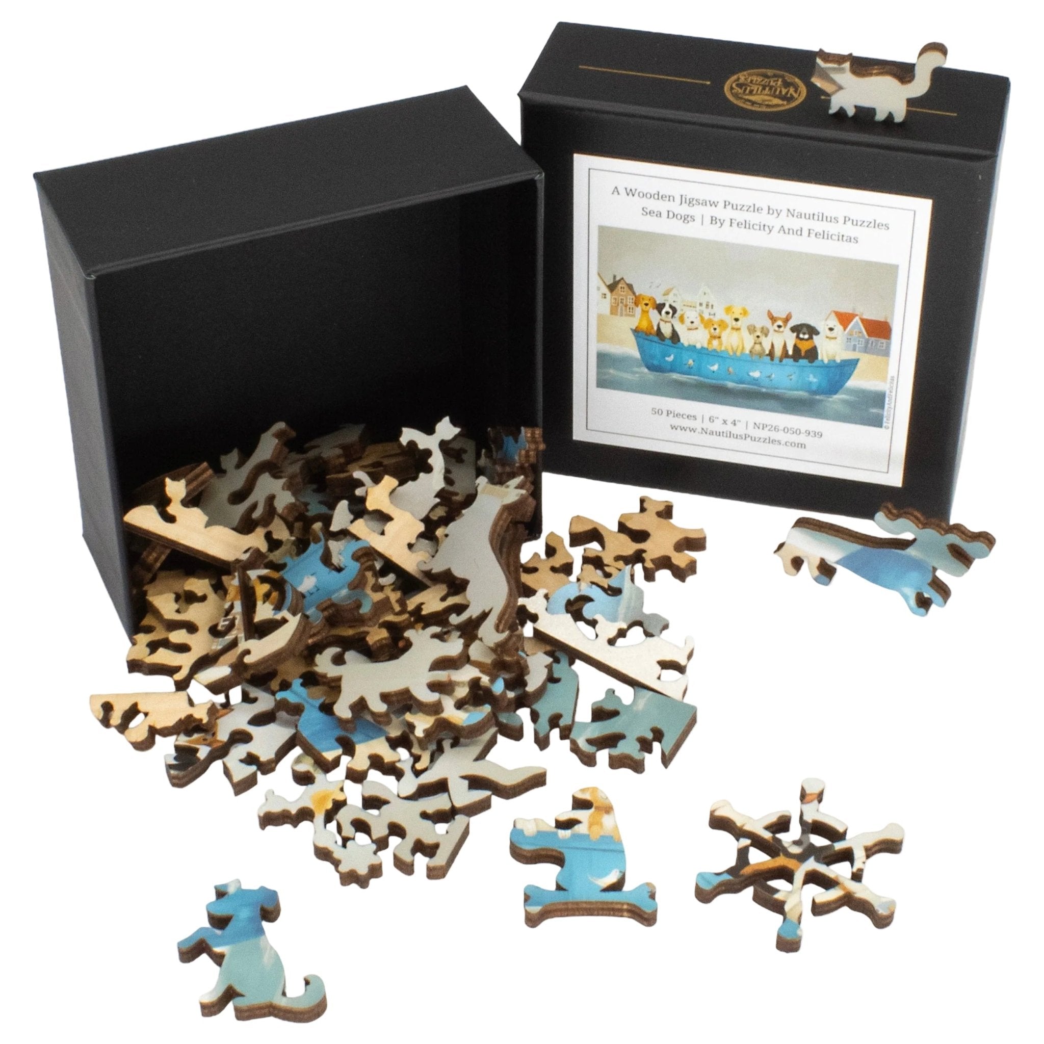 Sea Dogs (50 Piece Mini Wooden Jigsaw Puzzle) - Nautilus Puzzles - Wooden Jigsaw Puzzles For Adults