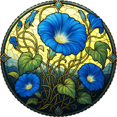 September - Morning Glory (50 Piece Round Mini Wooden Jigsaw Puzzle) - Nautilus Puzzles - Wooden Jigsaw Puzzles For Adults