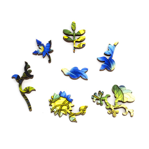 September - Morning Glory (50 Piece Round Mini Wooden Jigsaw Puzzle)