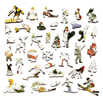 Ski-nanigans | 1000 Piece Wooden Puzzle - Nautilus Puzzles - Wooden Jigsaw Puzzles For Adults