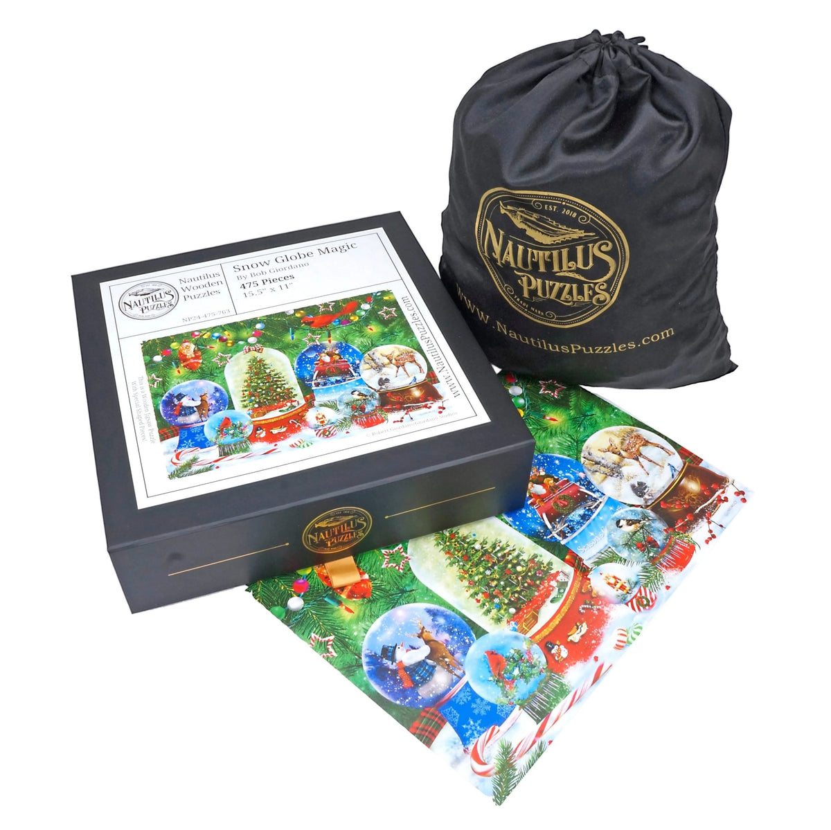 Snow Globe Magic (475 Piece Christmas Wooden Jigsaw Puzzle) - Nautilus Puzzles - Wooden Jigsaw Puzzles For Adults