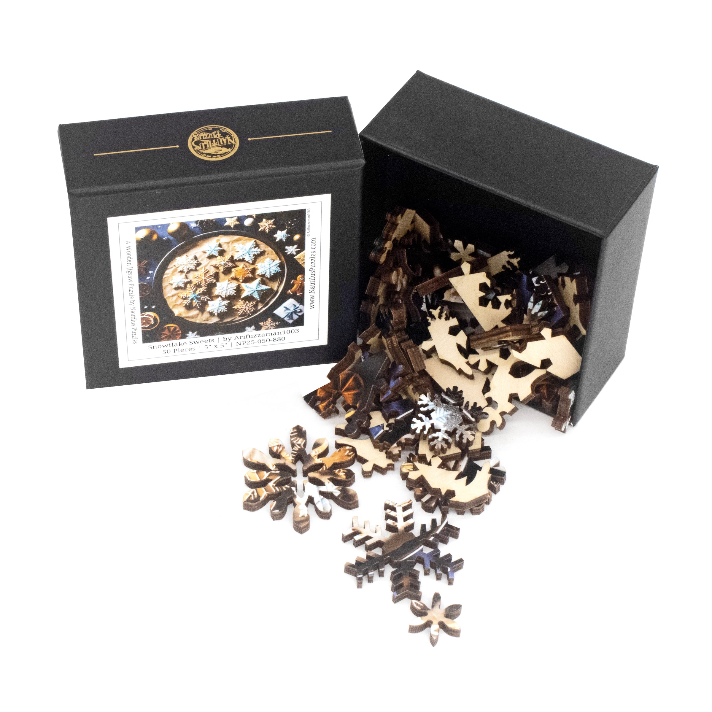 Snowflake Sweets (50 Piece Mini Wooden Jigsaw Puzzle) - Nautilus Puzzles - Wooden Jigsaw Puzzles For Adults