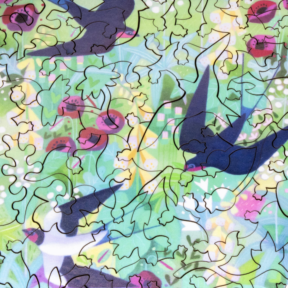 Soaring Swallows (56 Piece Bird Jigsaw Puzzle) - Nautilus Puzzles - Wooden Jigsaw Puzzles For Adults