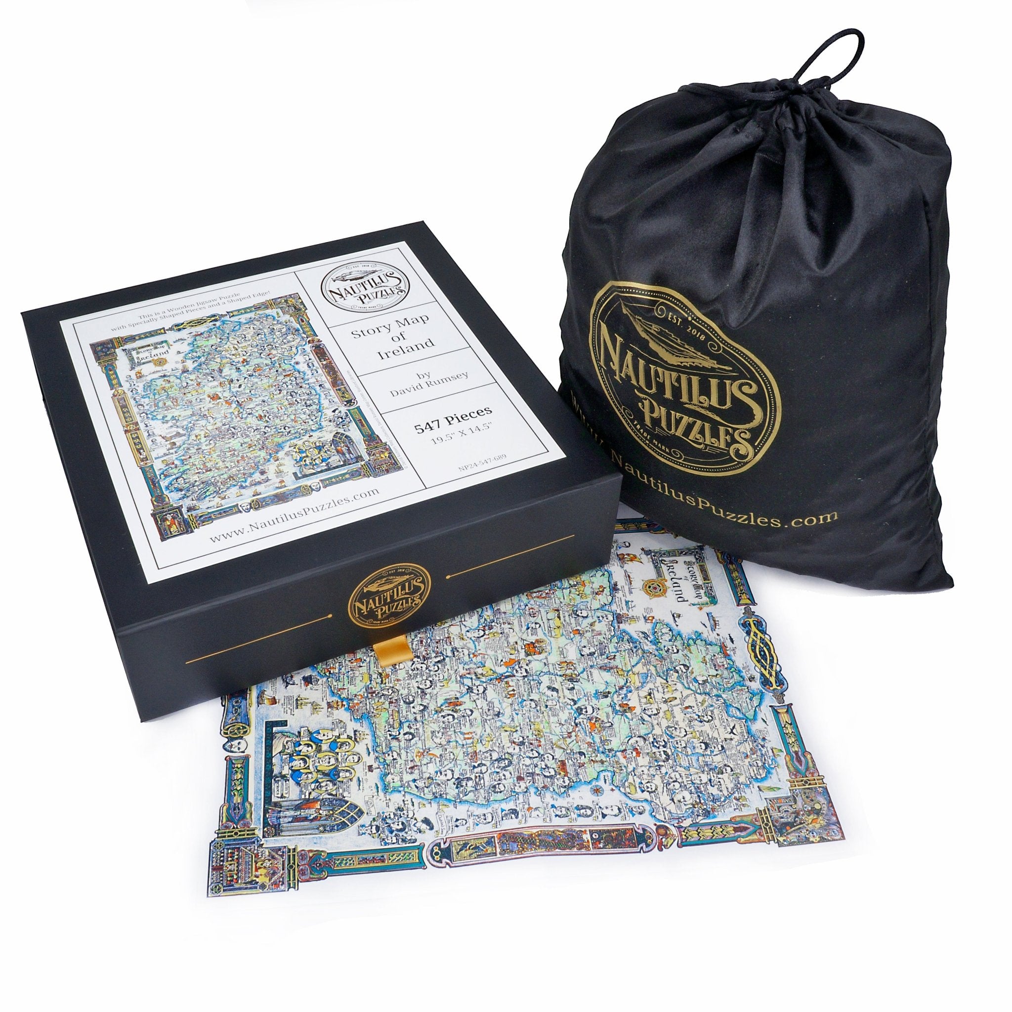 Story Map of Ireland (547 Piece Wooden Jigsaw Puzzle) - Nautilus Puzzles - Wooden Jigsaw Puzzles For Adults