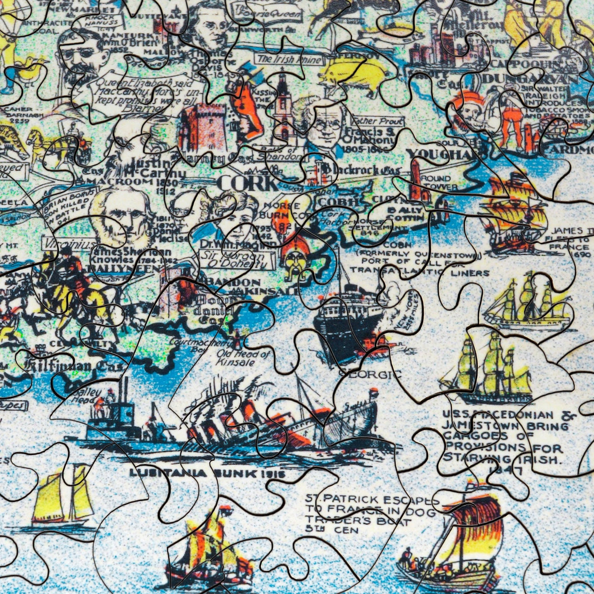 Story Map of Ireland (547 Piece Wooden Jigsaw Puzzle) - Nautilus Puzzles - Wooden Jigsaw Puzzles For Adults