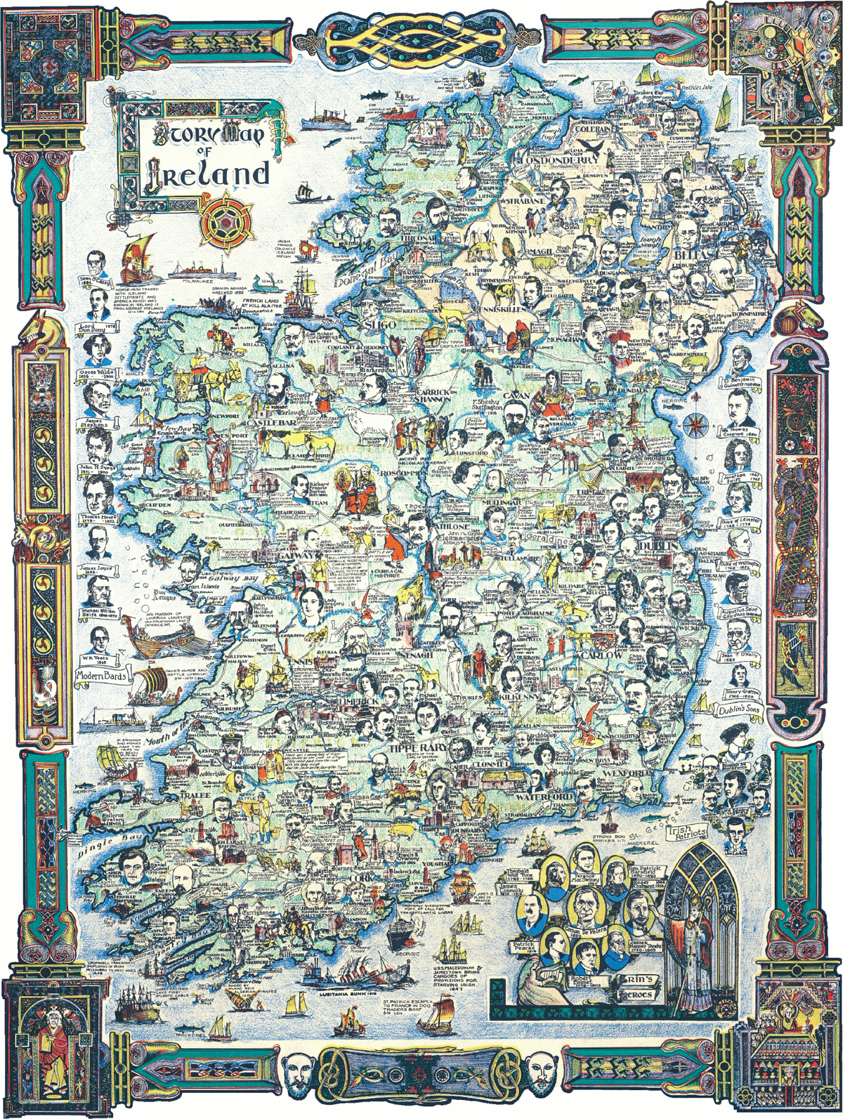 Story Map of Ireland (547 Piece Wooden Jigsaw Puzzle) - Nautilus Puzzles - Wooden Jigsaw Puzzles For Adults