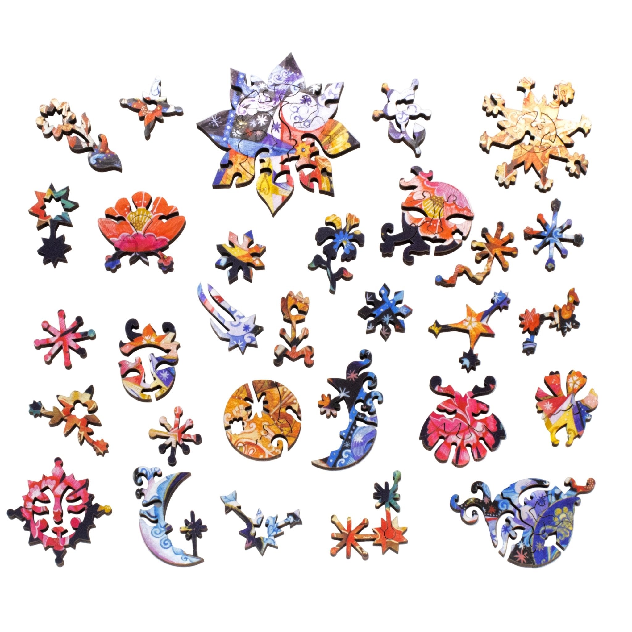 Sun, Moon, and Stars (484 Piece Wooden Jigsaw Puzzle) - Nautilus Puzzles - Wooden Jigsaw Puzzles For Adults