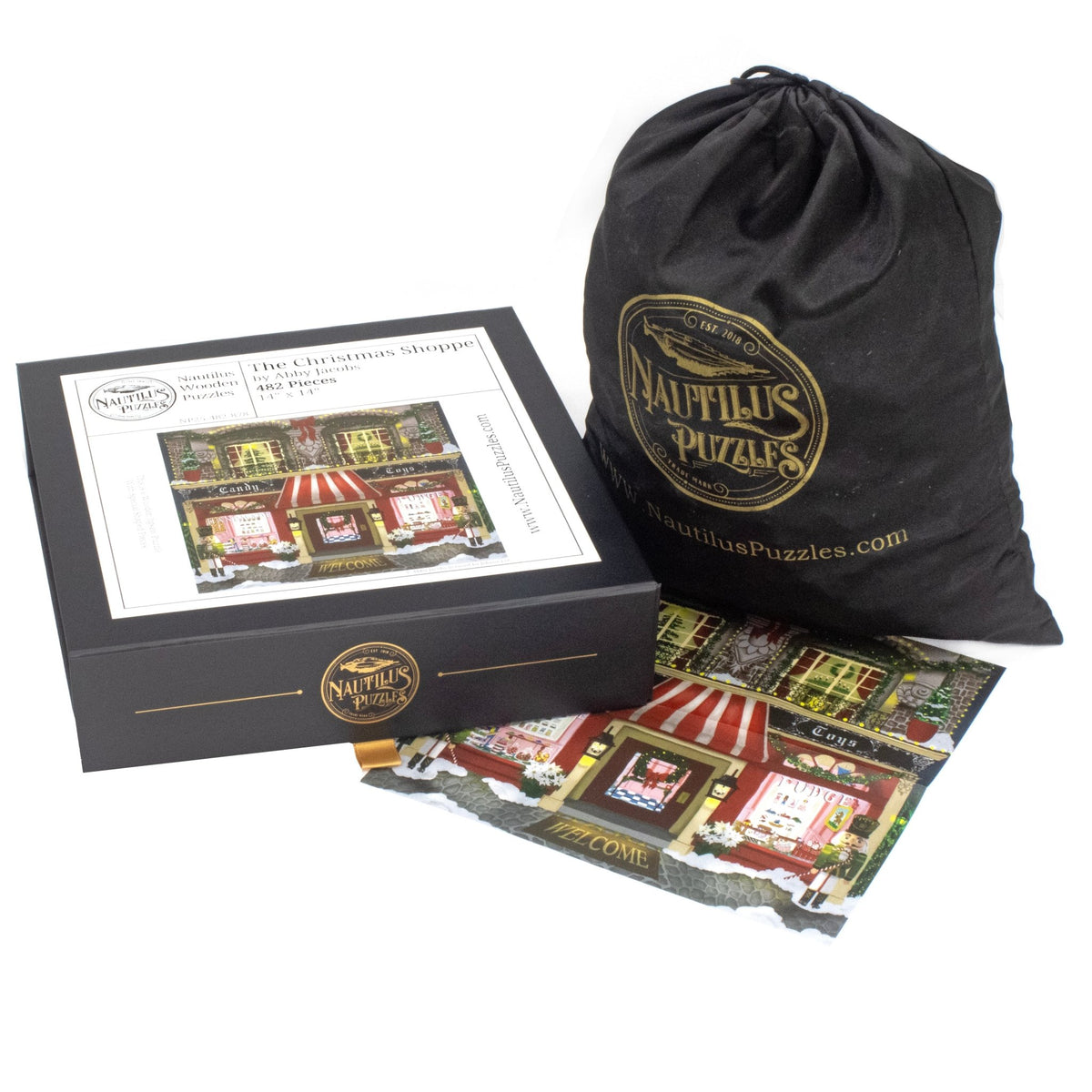 The Christmas Shoppe (482 Piece Wooden Jigsaw Puzzle) - Nautilus Puzzles - Wooden Jigsaw Puzzles For Adults