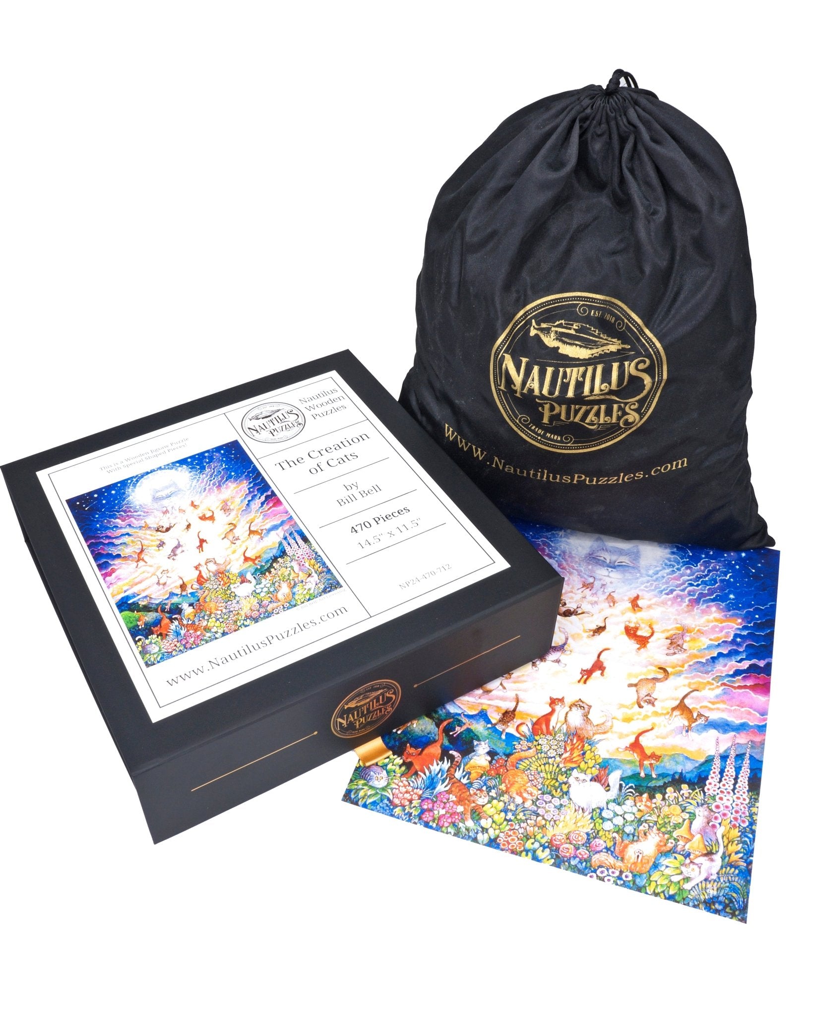 The Creation of Cats (470 Piece Wooden Jigsaw Puzzle) - Nautilus Puzzles - Wooden Jigsaw Puzzles For Adults