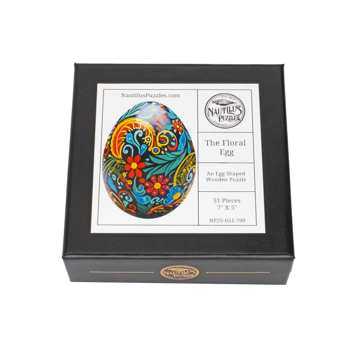 The Floral Egg (51 Piece Shaped Mini Wooden Jigsaw Puzzle) - Nautilus Puzzles - Wooden Jigsaw Puzzles For Adults