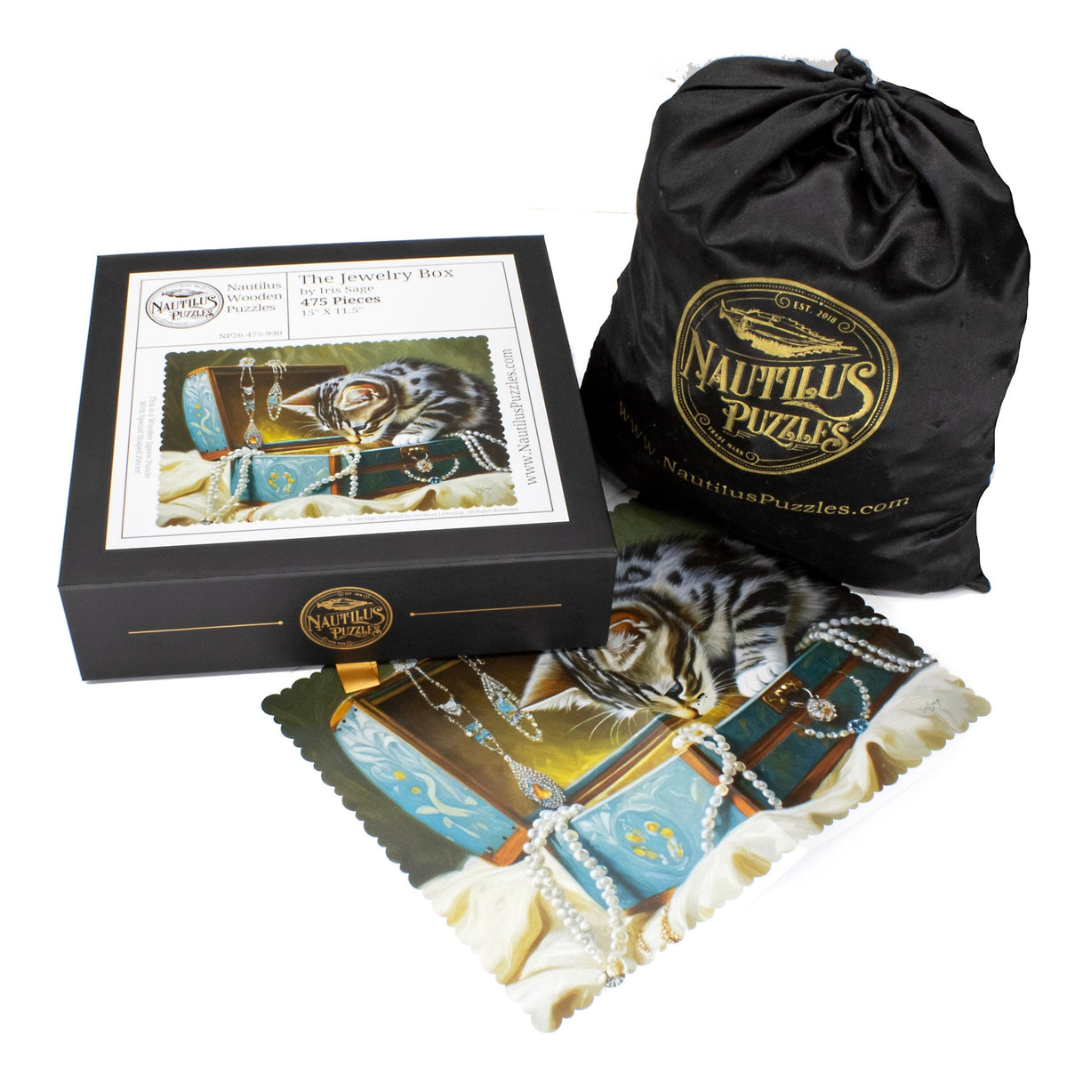 The Jewelry Box: 475 Piece Wooden Cat Puzzle - Nautilus Puzzles - Wooden Jigsaw Puzzles For Adults