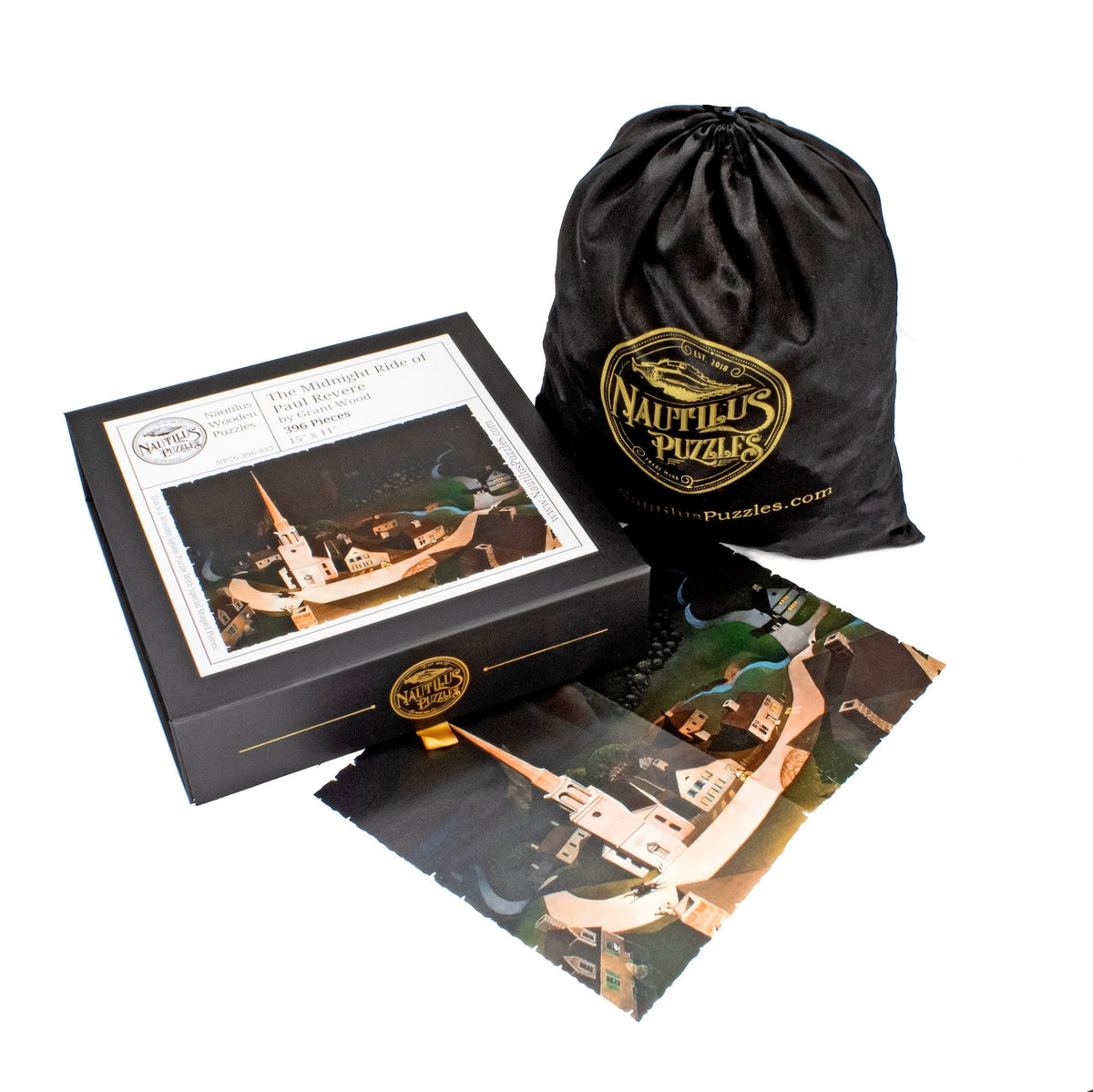 The Midnight Ride of Paul Revere (396 Piece Wooden Jigsaw Puzzle) - Nautilus Puzzles - Wooden Jigsaw Puzzles For Adults
