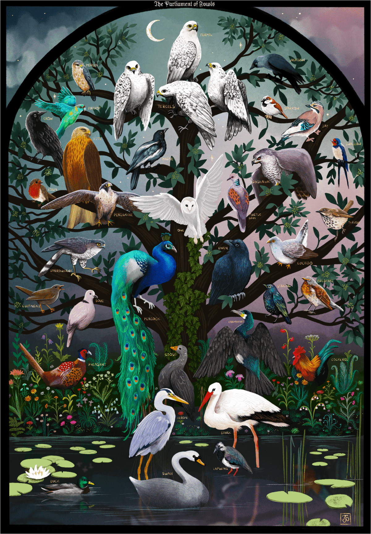 The Parliament of Fowls (511 Piece Wooden Jigsaw Puzzle) - Nautilus Puzzles - Wooden Jigsaw Puzzles For Adults