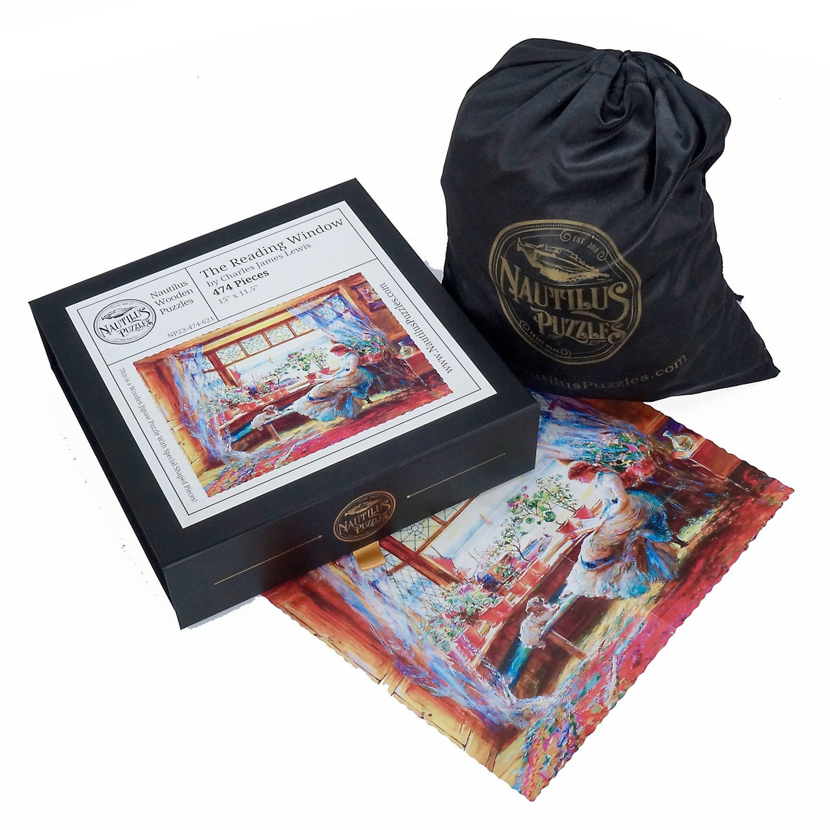 The Reading Window (474 Pieces) Wooden Jigsaw Puzzle - Nautilus Puzzles - Wooden Jigsaw Puzzles For Adults