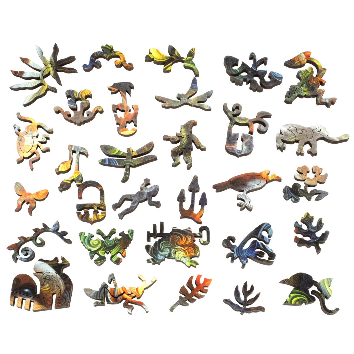 The Spirited Curlicues of Gnarly the Gnome (247 Piece Shaped Wooden Jigsaw Puzzle) - Nautilus Puzzles - Wooden Jigsaw Puzzles For Adults