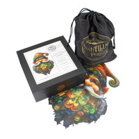 The Spirited Curlicues of Gnarly the Gnome (247 Piece Shaped Wooden Jigsaw Puzzle) - Nautilus Puzzles - Wooden Jigsaw Puzzles For Adults