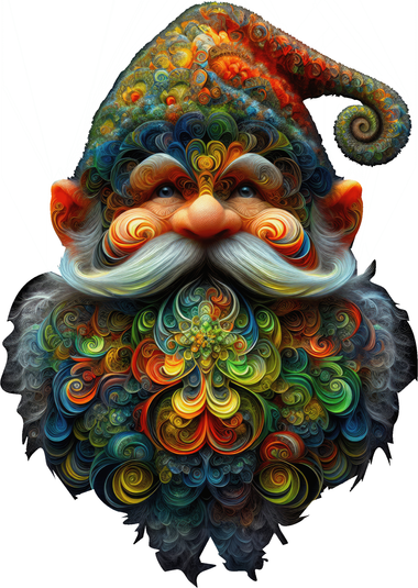 The Spirited Curlicues of Gnarly the Gnome (247 Piece Shaped Wooden Jigsaw Puzzle) - Nautilus Puzzles - Wooden Jigsaw Puzzles For Adults