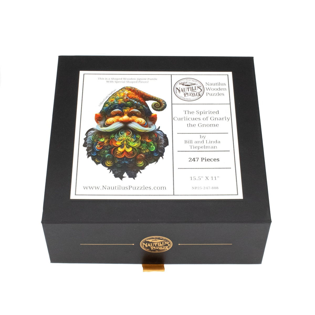 The Spirited Curlicues of Gnarly the Gnome (247 Piece Shaped Wooden Jigsaw Puzzle) - Nautilus Puzzles - Wooden Jigsaw Puzzles For Adults
