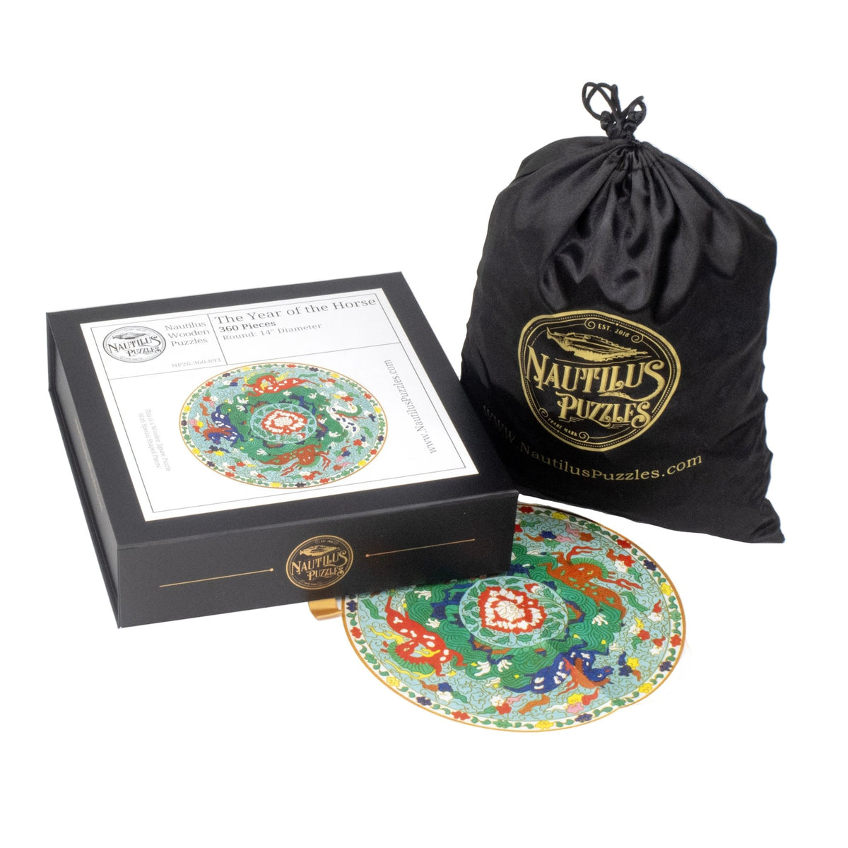 The Year of the Horse (360 Piece Round Puzzle) - Nautilus Puzzles - Wooden Jigsaw Puzzles For Adults