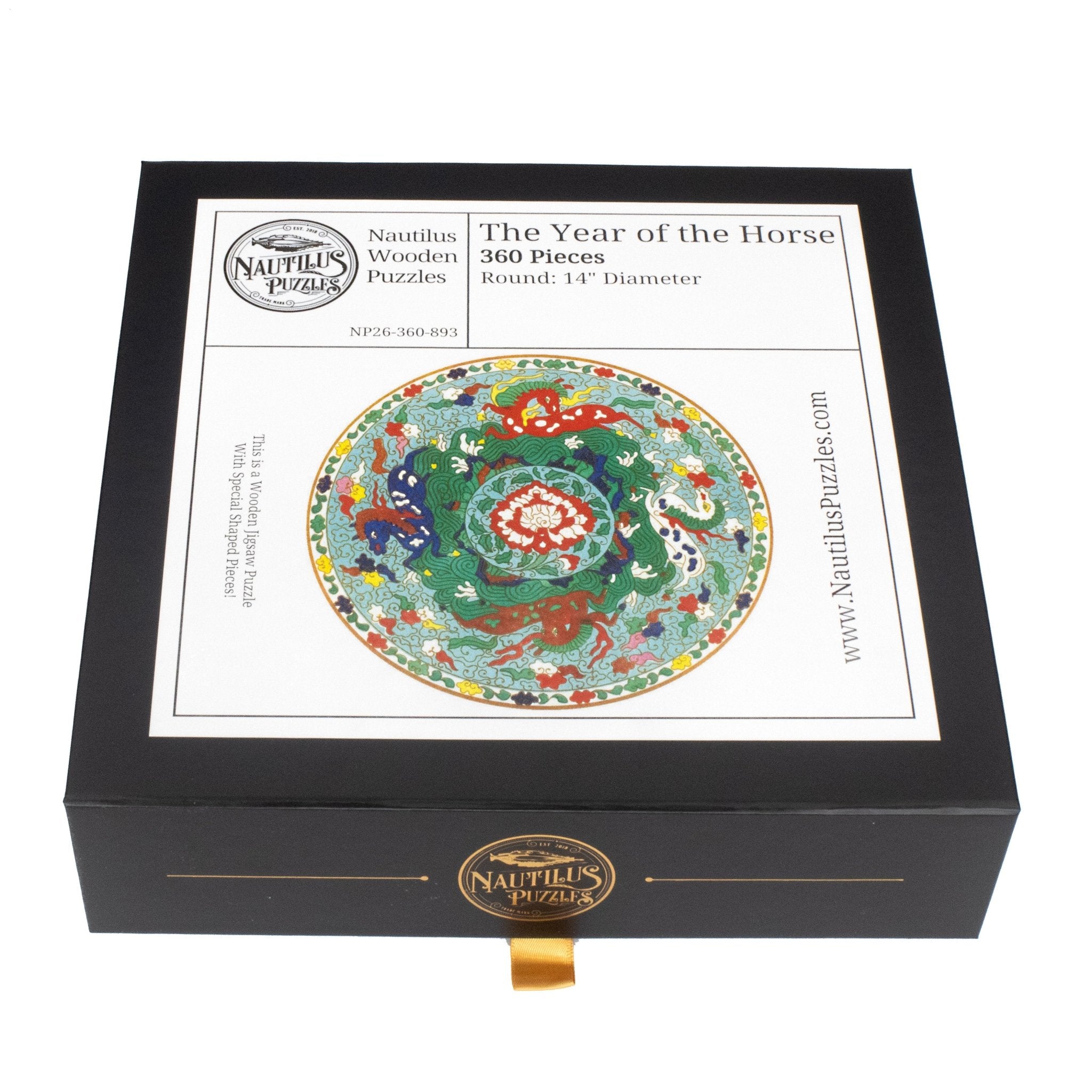 The Year of the Horse (360 Piece Round Puzzle) - Nautilus Puzzles - Wooden Jigsaw Puzzles For Adults