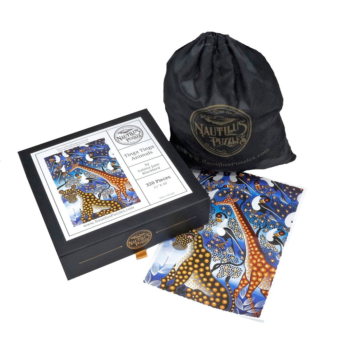 Tinga Tinga Animals (320 Pieces) Wooden Jigsaw Puzzle - Nautilus Puzzles - Wooden Jigsaw Puzzles For Adults