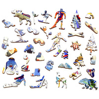 Vintage Ski Posters (505 Piece Wooden Jigsaw Puzzle) - Nautilus Puzzles - Wooden Jigsaw Puzzles For Adults