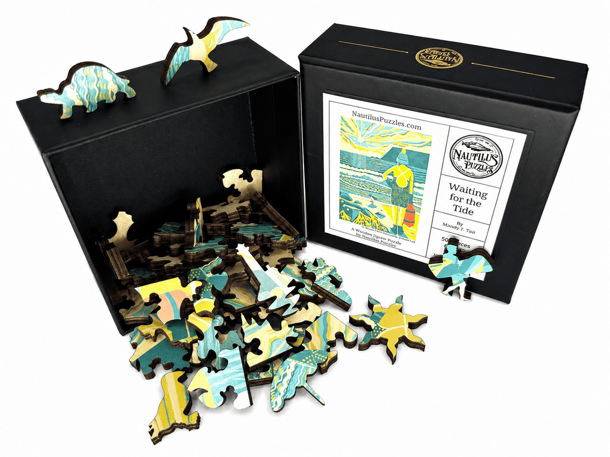 Waiting for the Tide (50 Piece Mini Wooden Jigsaw Puzzle) - Nautilus Puzzles - Wooden Jigsaw Puzzles For Adults