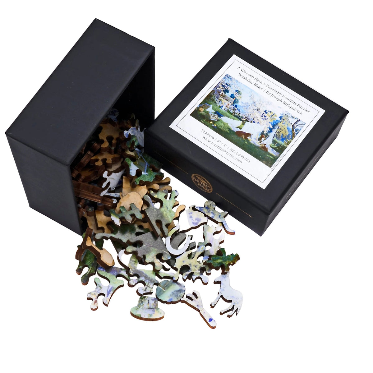Washday Blues (50 Piece Mini Wooden Jigsaw Puzzle) - Nautilus Puzzles - Wooden Jigsaw Puzzles For Adults