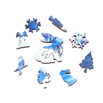 Winter Blues (50 Piece Mini Wooden Jigsaw Puzzle) - Nautilus Puzzles - Wooden Jigsaw Puzzles For Adults