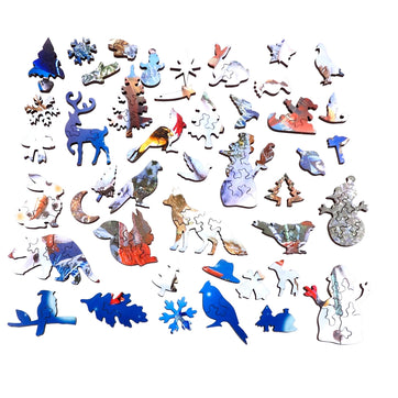 Woodland Winter Wonderland (475 Piece Christmas Wooden Puzzle Jigsaw) - Nautilus Puzzles - Wooden Jigsaw Puzzles For Adults