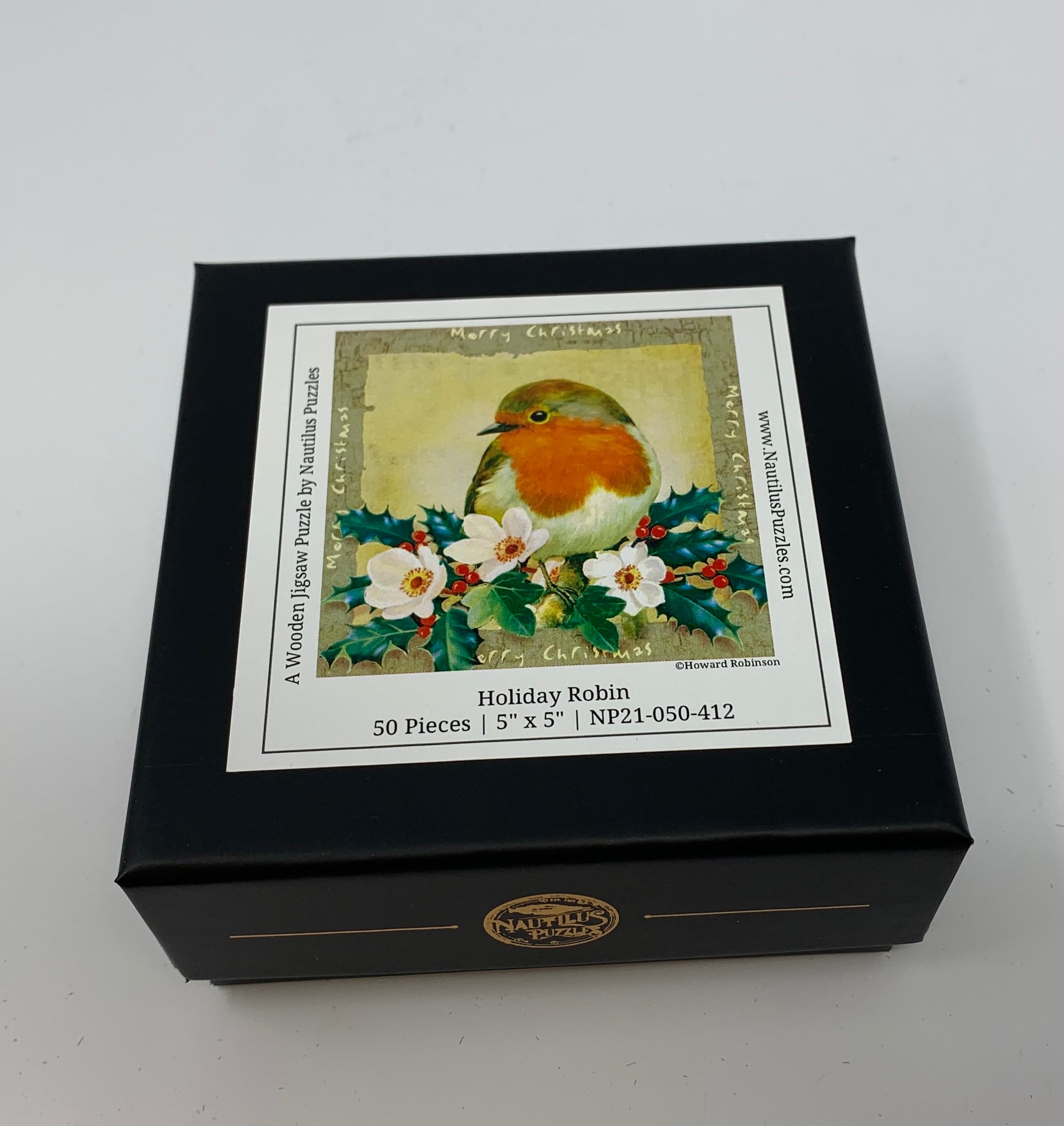 Holiday Robin (50 Piece Mini Christmas Wooden Jigsaw Puzzle) - Nautilus Puzzles - Wooden Jigsaw Puzzles For Adults
