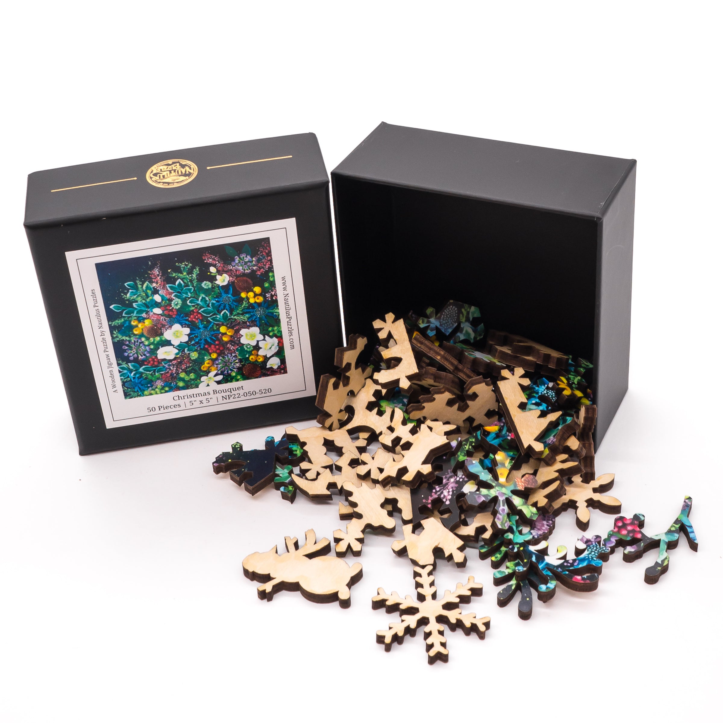 Christmas Bouquet (50 Piece Mini Wooden Jigsaw Puzzle) - Nautilus Puzzles - Wooden Jigsaw Puzzles For Adults