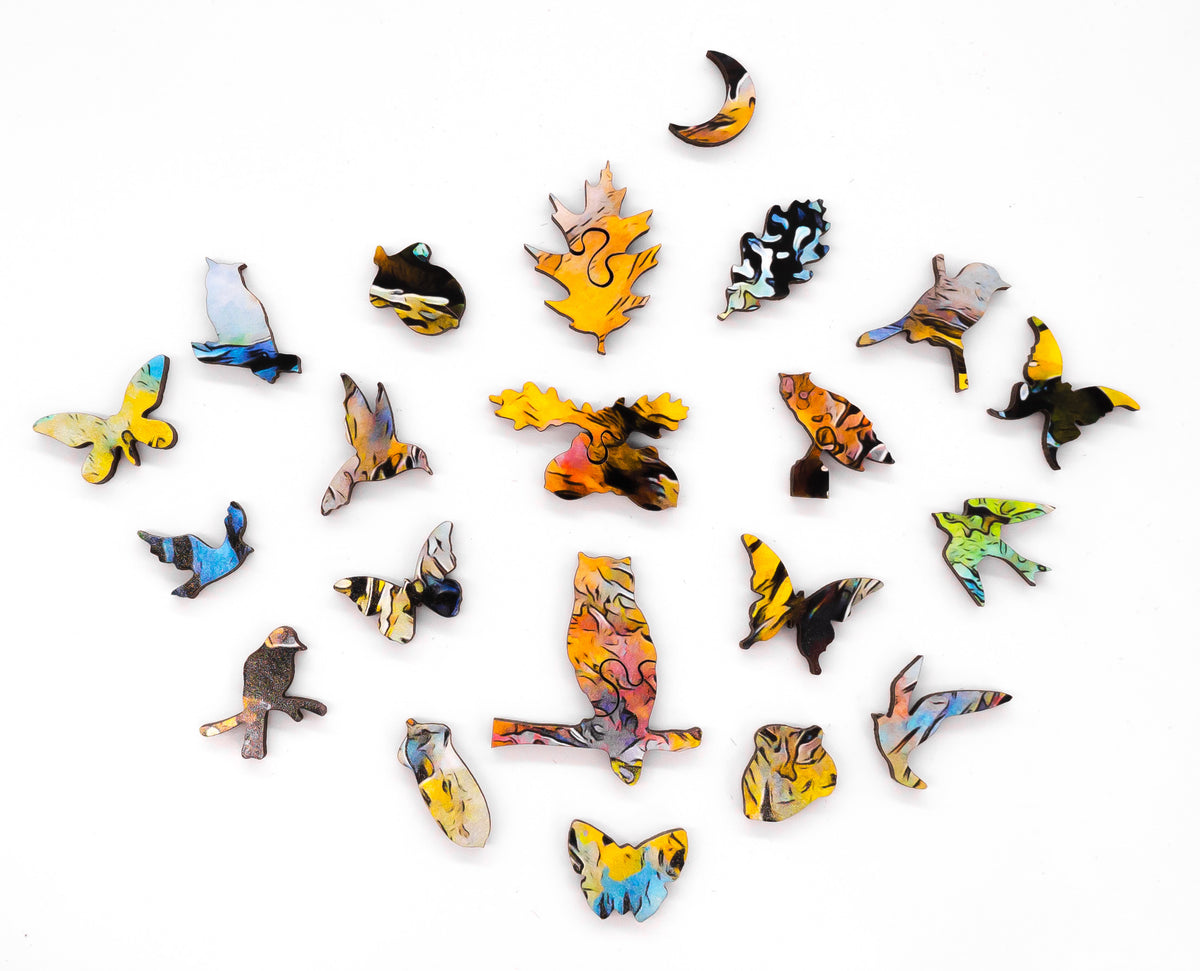 Whooo Goes There? - 141 Piece Wooden Jigsaw Puzzle - Nautilus Puzzles - Wooden Jigsaw Puzzles For Adults