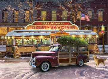 Christmas on Route 66 (318 Piece Christmas Wooden Jigsaw Puzzle) - Nautilus Puzzles - Wooden Jigsaw Puzzles For Adults