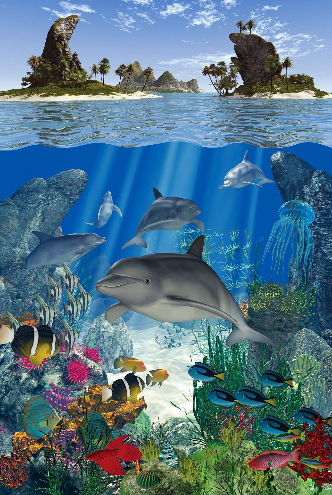 Dolphins At Play (139 Piece Wooden Jigsaw Puzzle)