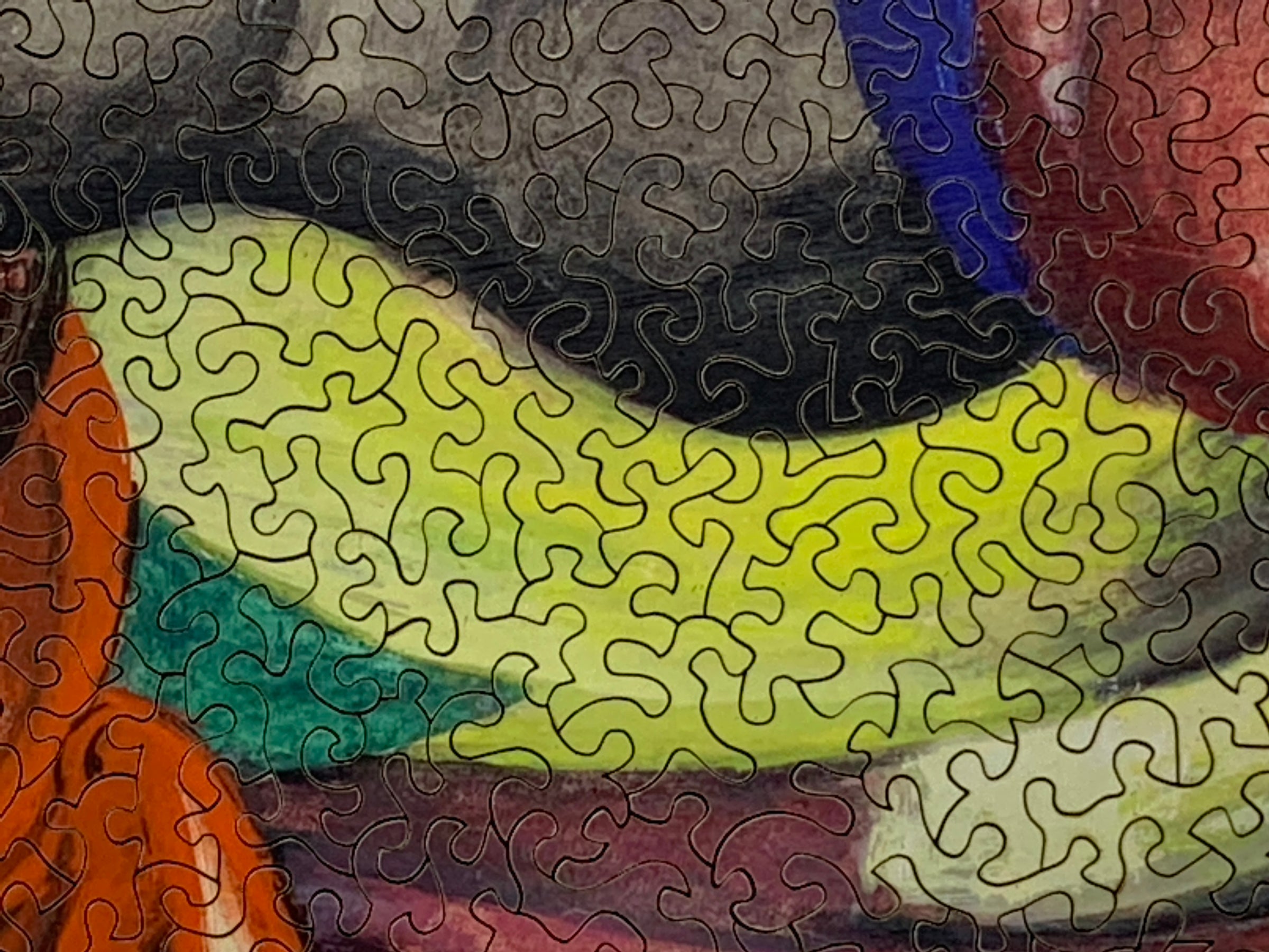 Three Horses, 1912 by Franz Marc (327 Piece Shaped Wooden Jigsaw Puzzle) - Nautilus Puzzles - Wooden Jigsaw Puzzles For Adults
