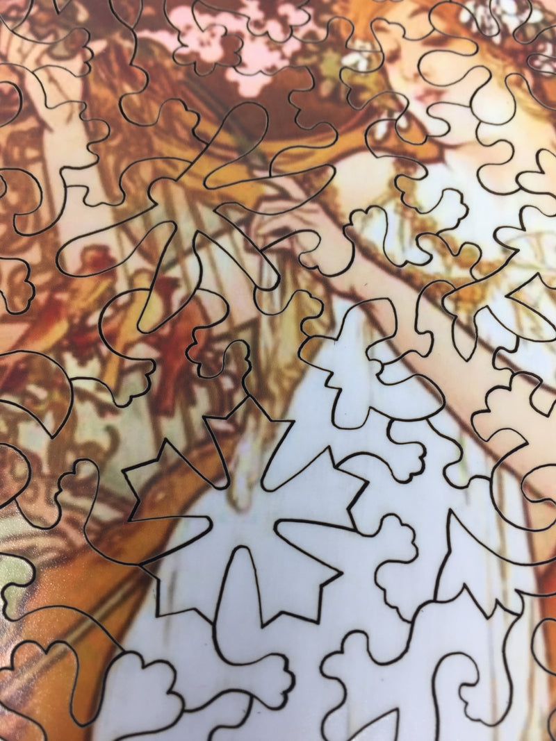 Spring by Alphonse Mucha (122 Piece Wooden Jigsaw Puzzle) - Nautilus Puzzles - Wooden Jigsaw Puzzles For Adults