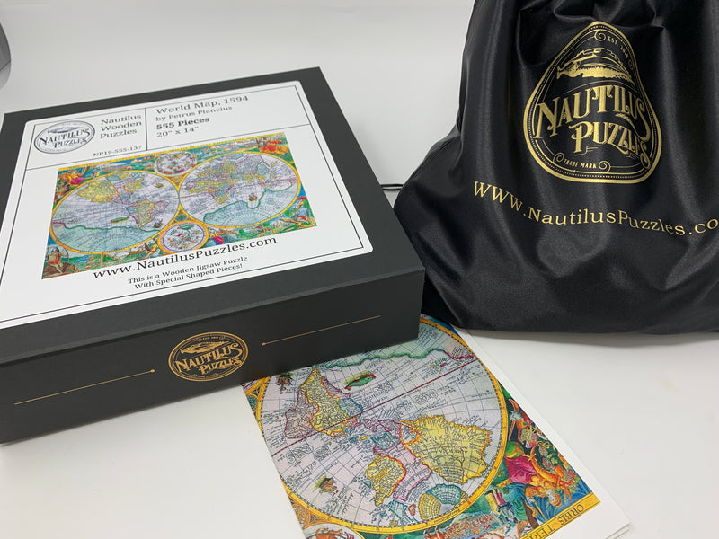 World Map, 1594 (555 Piece Wooden Jigsaw Puzzle) - Nautilus Puzzles - Wooden Jigsaw Puzzles For Adults