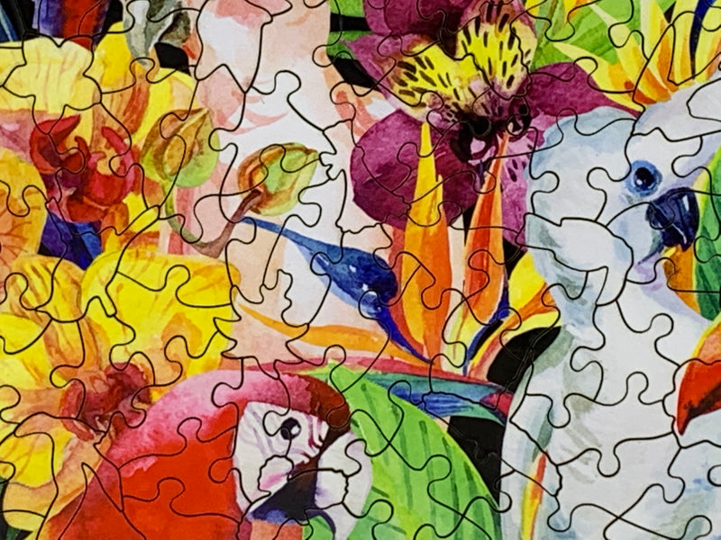 Tropical Birds - 222 Piece Wooden Jigsaw Puzzle - Nautilus Puzzles - Wooden Jigsaw Puzzles For Adults