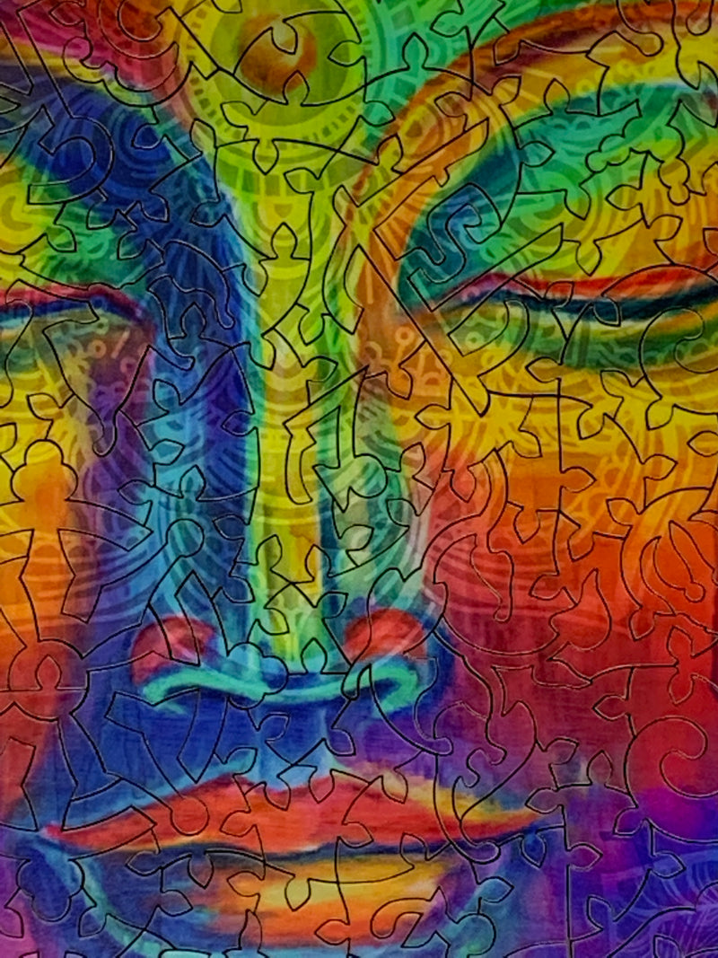Buddha With Lotus Flowers (383 Piece Wooden Jigsaw Puzzle) - Nautilus Puzzles - Wooden Jigsaw Puzzles For Adults
