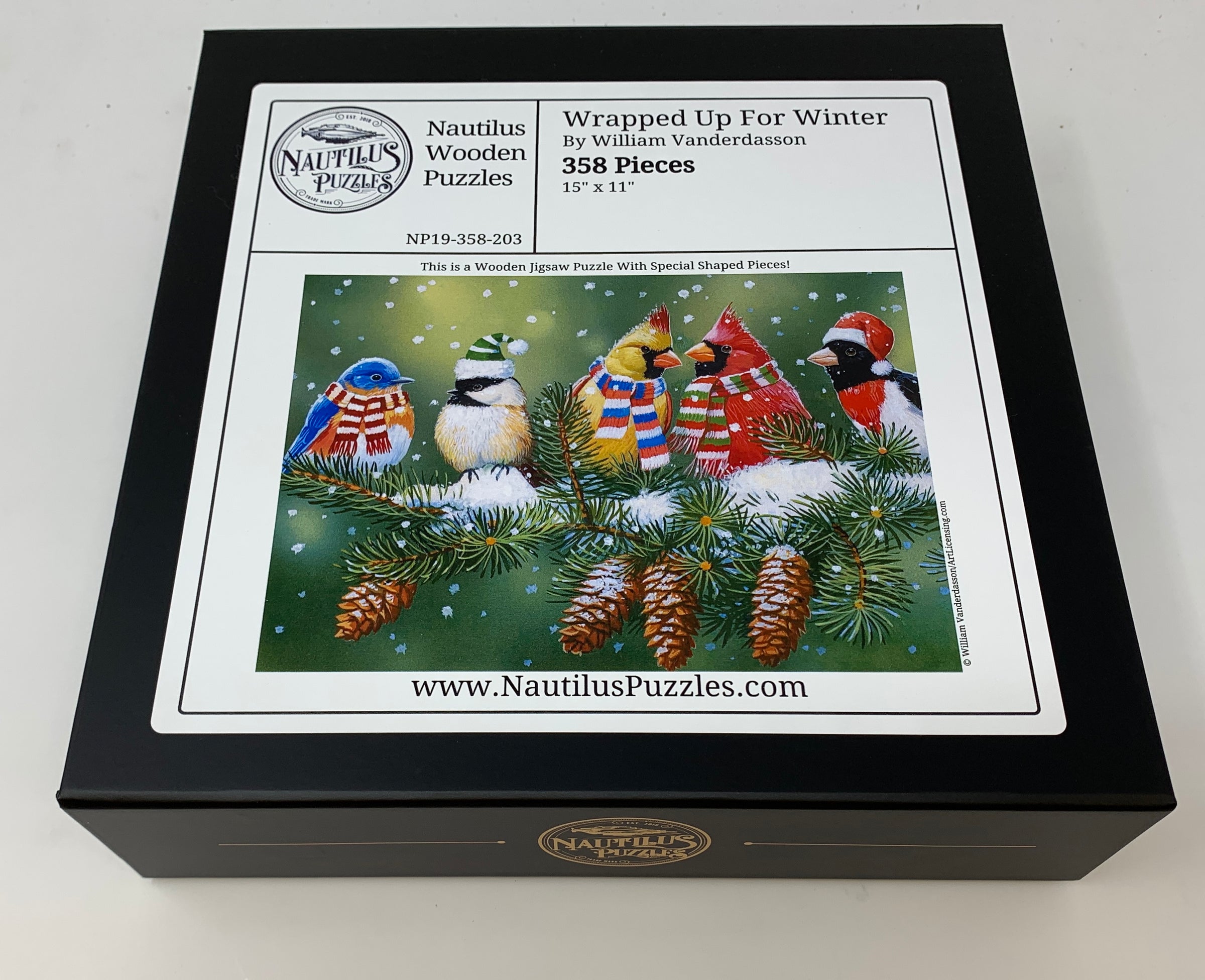 Wrapped Up for Winter (358 Piece Winter Wooden Jigsaw Puzzle) - Nautilus Puzzles - Wooden Jigsaw Puzzles For Adults