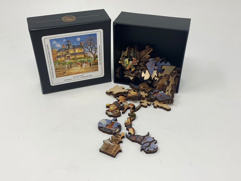 You Go First! (50 Piece Mini Halloween Wooden Jigsaw Puzzle) - Nautilus Puzzles - Wooden Jigsaw Puzzles For Adults