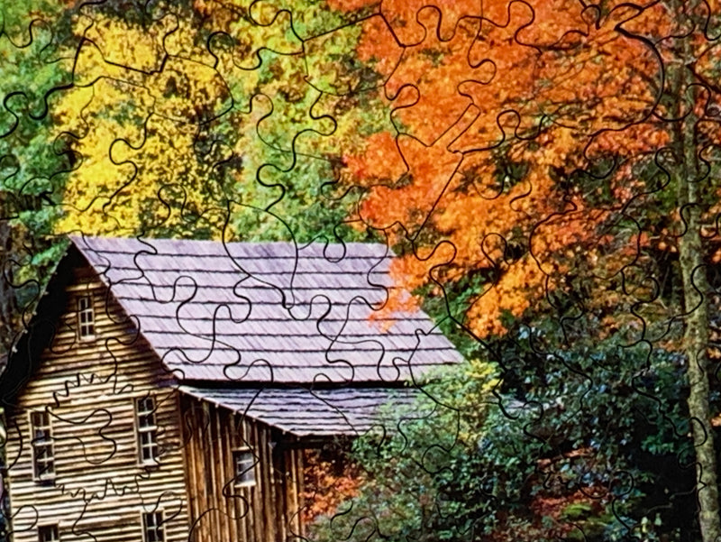Glade Creek Grist Mill (190 Piece Wooden Jigsaw Puzzle) - Nautilus Puzzles - Wooden Jigsaw Puzzles For Adults